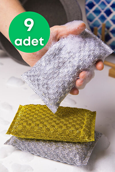 grimorlife 9 Adet Telli Özel Dokulu Mikrofiber Bulaşık Süngeri