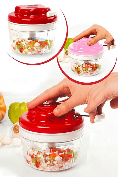 GRİMOR Life Practical String Hand Rondo Small Size Chopper with 3 Blades| Pull and Drop Hand Rondo with 3 Blades
