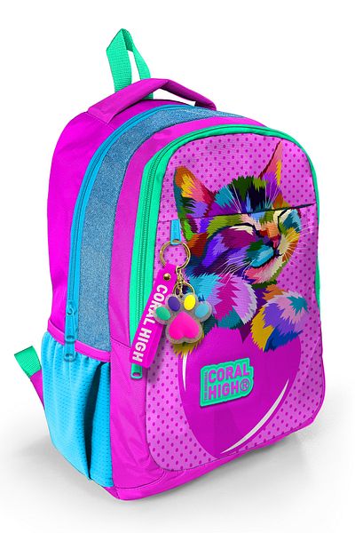 Coral High Rucsac cu trei compartimente cu sclipici roz albastru pentru copii 14387