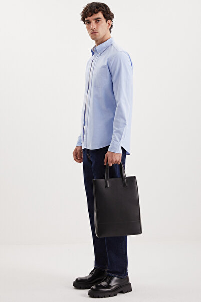 GRIMELANGE Ανδρικό πουκάμισο Cliff από 100% βαμβάκι Oxford Blue με τσέπες