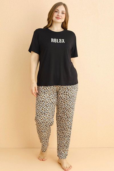 MEBA Milan Battal κοντομάνικο Leopard Print Lycra Σετ Πιτζάμες Plus Size - /20