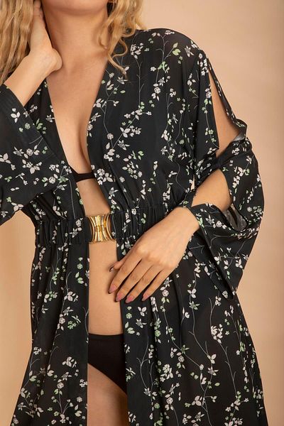 Bonitas Beachwear Black and White Buckle Pareo - Bnts-23005