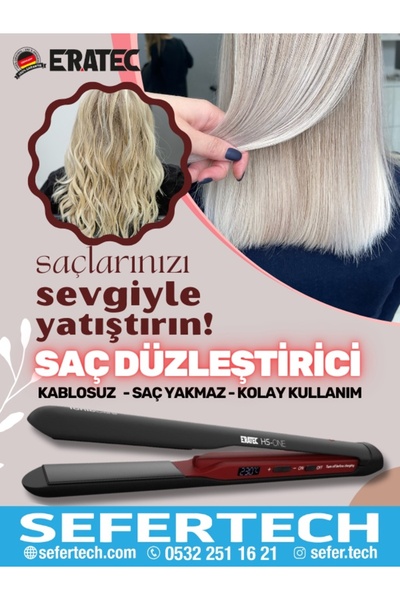 ERATEC Kablosuz Saç Düzleştirici Hs-one