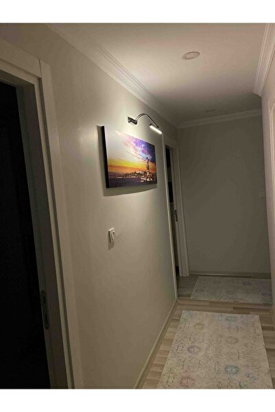DNC LIGHTING 35 Cm Pilli Siyah Kasa Sarı Işık Elektrik Banyo Duvar Ayna Tablo Aydınlatması Flüt Kuğu Ledli Aplik