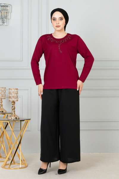 FATELLA Bluză de damă din bumbac pieptănat mama