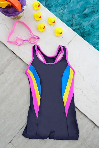 Eke Tekstil Grey Girl's Shorts with 40 Factor Sun UV Protection Sea, Pool Swimmer Swimsuit