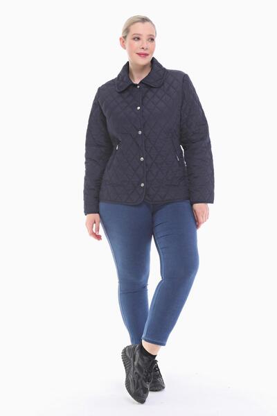 VETRE Large Size Bb Navy Blue Seasonal Quilted Coat 1039