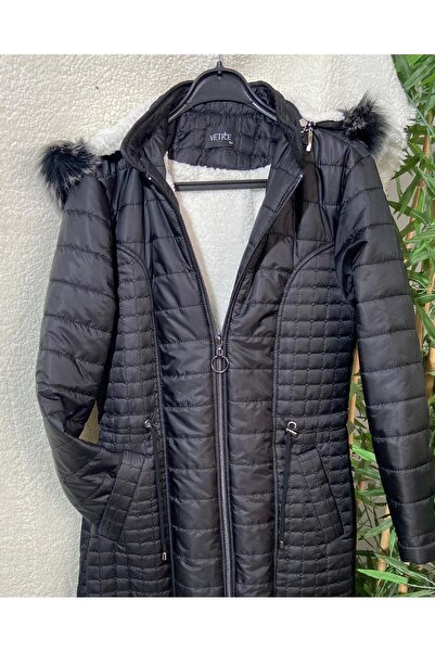 VETRE Plus Size Double Quilted Black Coat 1051