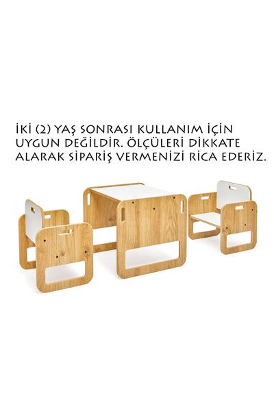 Minera Serçe Model 0-18 Ay YENİDOĞAN Ahşap Montessori Masa ve Sandalye Seti (1 Masa + 2 Sandalye)