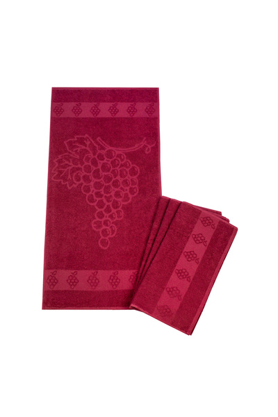 TEXTILE COLORS Üzüm Desenli 4'lü Havlu Seti 50 X 100 Cm Bordo 100 % Pamuk