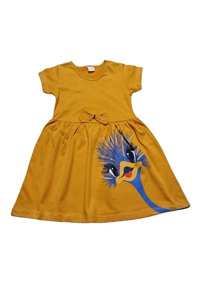 neocotton Rochie din bumbac pieptănat cu mânecă scurtă, cu imprimeu Curious Bird
