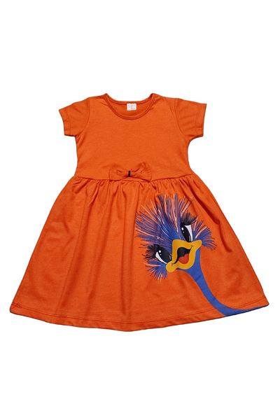 neocotton Curious Bird Printed Girl's Short Sleeve Combed Cotton Dress