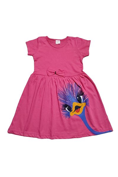 neocotton Curious Bird Printed Girl's Short Sleeve Combed Cotton Dress
