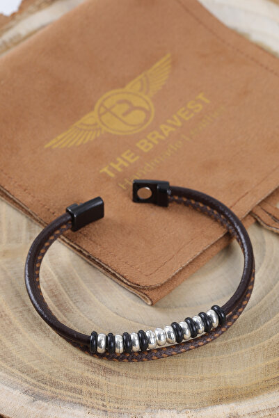 MRHERO Unısex Halat Ipli Metal Aksesuarlı El Yapımı Hakiki Deri Bileklik