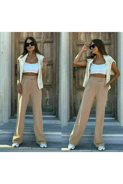 NESLİHAN KOCA WOMEN'S LYCLARY CIRT COVER PALAZZO PANT