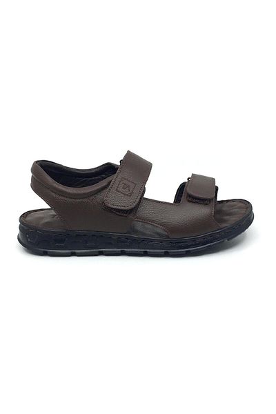 Erdem Taşpınar %100 Genuine Leather Orthopedic Men's Summer Velcro Slippers-Sandals 40-45