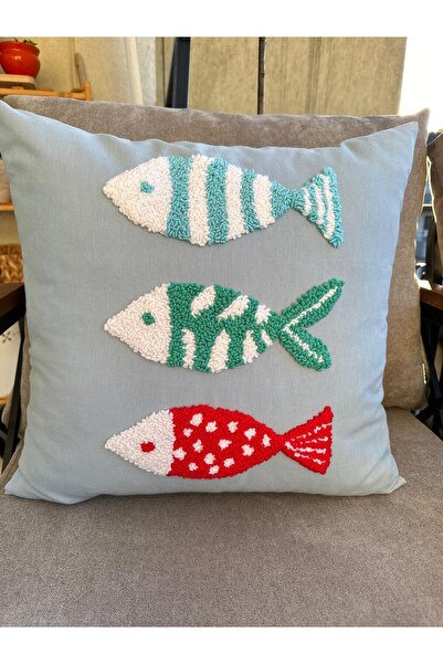 punchatolyem نموذج السمكة البحرية Punchhatolyesi، غطاء وسادة مطرز يدويًا بالل...