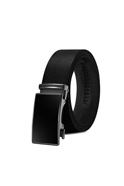 Bosskan حزام من الجلد الطبيعي بنسبة 100% بدون ثقب مع إبزيم تلقائي