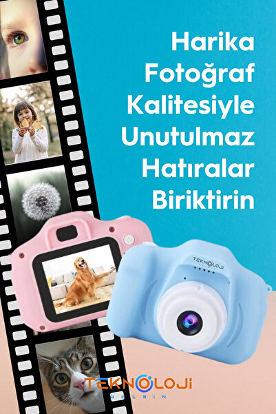 Teknoloji Gelsin Çocuk Kamerası Dijital Fotoğraf Makinesi Mini 1080p HD Kamera Hafıza Kart Hediyeli