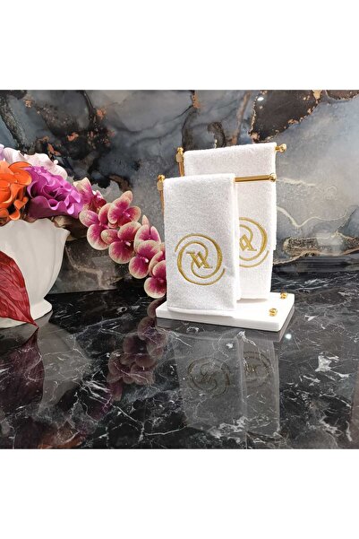 LASETU Золотий вишитий кухонний рушник з візерунком, 2 шт.