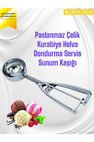 kalitexhome Stainless Steel Cookie Halva Ice Cream Serving Spoon