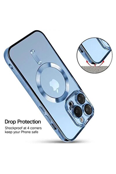 Rivor Apple iPhone 11 Pro Max Kılıf Kamera Korumalı Magsafe Wireless Şarj Şeffaf Renkli Yumuşak Kapak