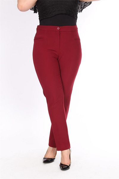 RMG Plus Size Fabric Trousers Claret Red