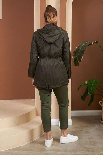 RMG Plus Size Mesh Trench Coat Khaki