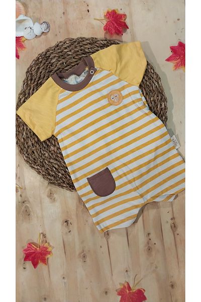 Necix's Yellow Striped Baby Boy Rompers