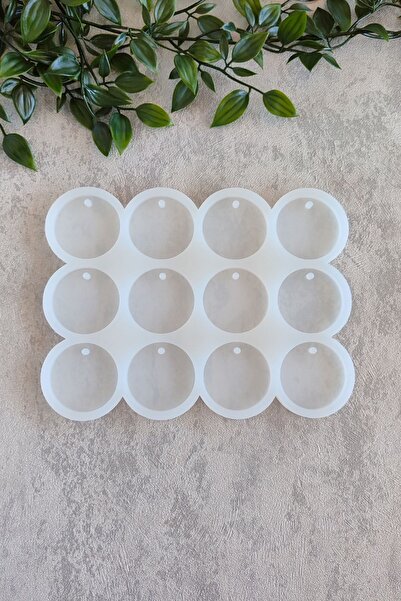 By Shesel Epoksi Kalıp Yuvarlak Anahtarlık Delikli 12'li Set Epoksi Reçine Silikon Kalıbı