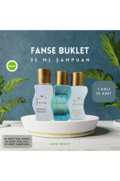 Fanse Otel Temizlik Medikal Malzemeleri Tek Kullanımlık Otel Buklet 10 Adet Şampuan 10 Adet Duş Jeli 10 Adet Saç Kremi S Şişe Set 35 ml