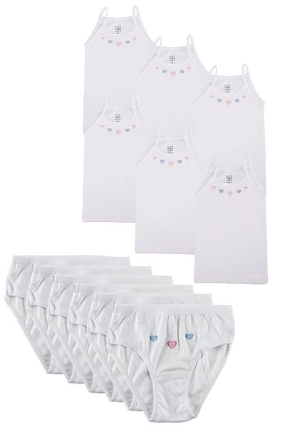 Dondeza 100% Tutku Cotton Γυναικείο Παιδικό Λευκό Χρώμα Βαμβακερό εσώρουχο Σετ 6 τεμαχίων