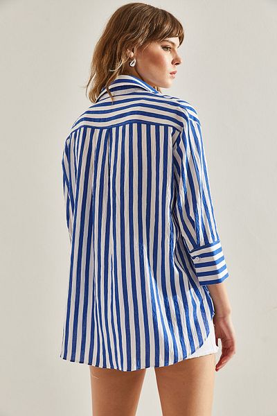 Bianco Lucci Gestreiftes Oversize-Shirt für Damen - Baumwolle-Viskose60251131
