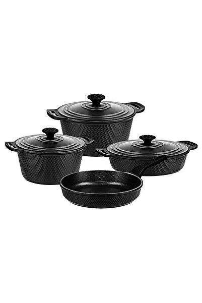 OMS Collection Triana 7 Parça Granit Tencere Takımı Siyah