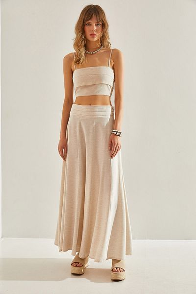 Bianco Lucci Kurzer ausgestellter Rock für Damen – Seilriemen, Unterteil-Oberteil-Set60251146