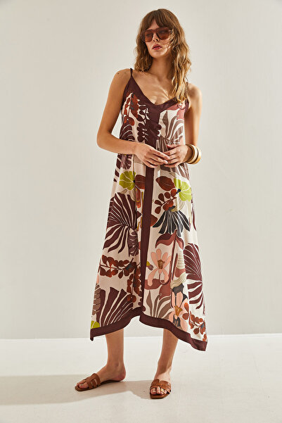 Bianco Lucci Γυναικείο φόρεμα με σατέν λουράκι με λουράκι με λαιμόκοψη -60251133