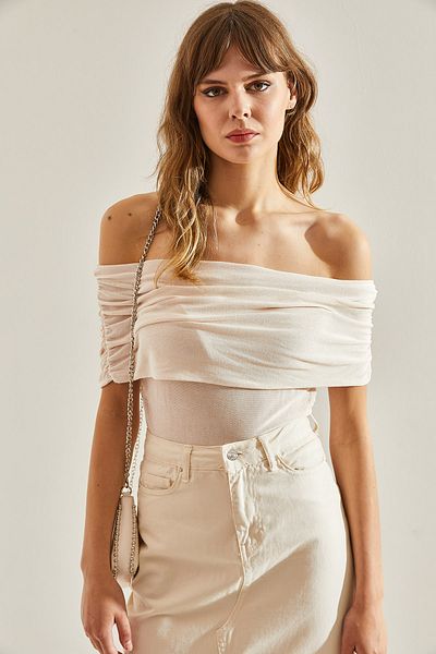 Bianco Lucci Madonna Collar Viscose Γυναικεία Μπλούζα - Λεπτομέρεια με κορδόνι60251120