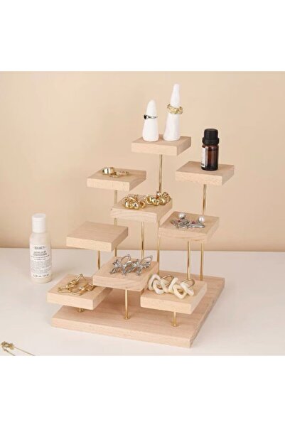 Tiydem حامل عرض مجوهرات خشبي مكون من 9 طبقات - منصة عرض وحامل حلقات حلقية