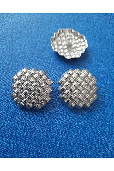 Beyna Silver Coated Knitting Model Metal Button - 2.5 Cm, 1 Pack 6 Pieces