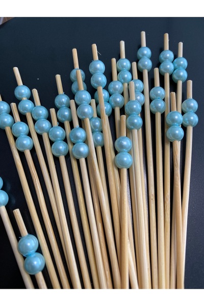 yağmur gökçe رقم: 78 - 25 قطعة 15 سم مسواك طويل للكوكتيل مع اللؤلؤ المزدوج