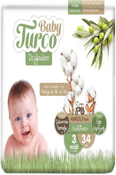 KTYRA52 Baby Turco Doğadan No 3 Midi 34 Pieces
