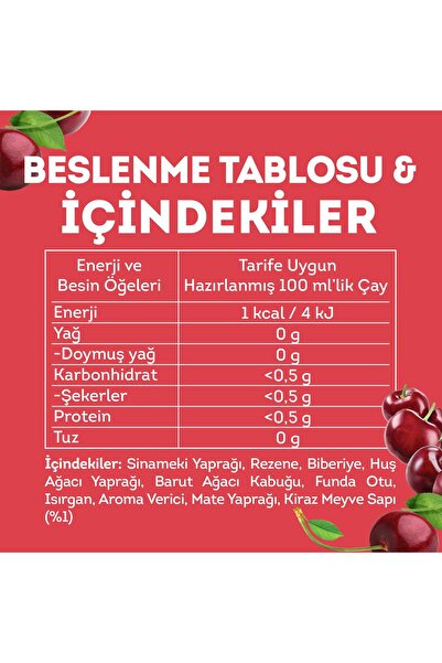 Lipton Bardak Poşet Çay Slim Plus Kiraz Saplı Bitki Çayı 2'li Paket