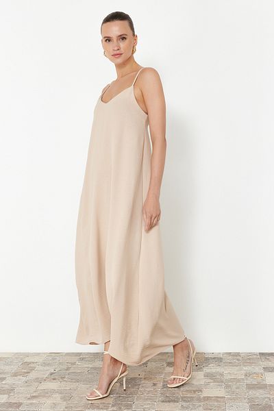 Trendyol Collection Maxikleid mit V-Ausschnitt und geradem Schnitt und Schmucksteinen - TWOSS24EL00995