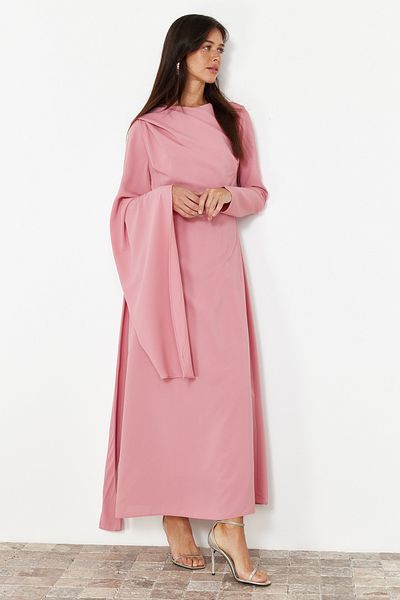 Trendyol Modest Σάλι από ξηρό τριαντάφυλλο Λεπτομερές βραδινό φόρεμα TCTSS24DB00036