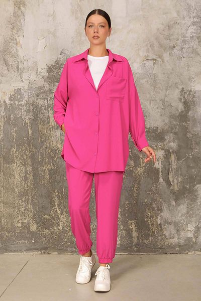 Melike Tatar OPEN FUCHIA Dubai Crepe Shirt Suit 32-6133