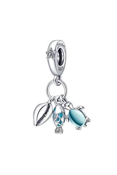 CERENY.CO Kaplumbağa Balık İstiridye Charm 925 Ayar Gümüş