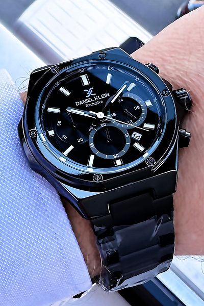 Daniel Klein Exclusive Men's Wristwatch 3 Atm Waterproof Black Color Steel Cord Bracelet Gift Dkh4537c1