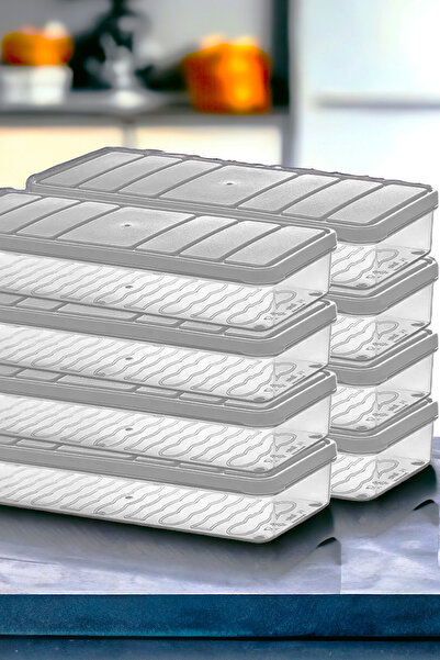 Mrsstore مجموعة صندوق تخزين اللوازم باللون الرمادي مكونة من 8 قطع في فرن الميكروويف والفريزر العميق