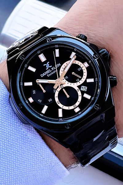 Daniel Klein Exclusive Men's Wristwatch 3 Atm Waterproof Black Color Steel Cord + Bracelet DKE2070C5