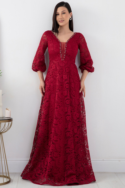 PULLIMM Mimoza 13312 Dantel Uzun Elbise